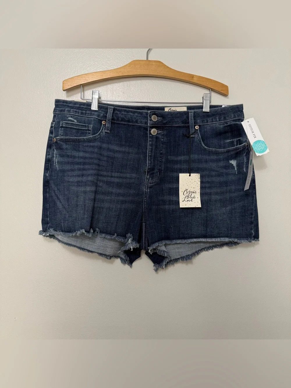 Cosmic Blue Love Dani Double High-rise Distressed Jean Shorts Women’s 16W NWT